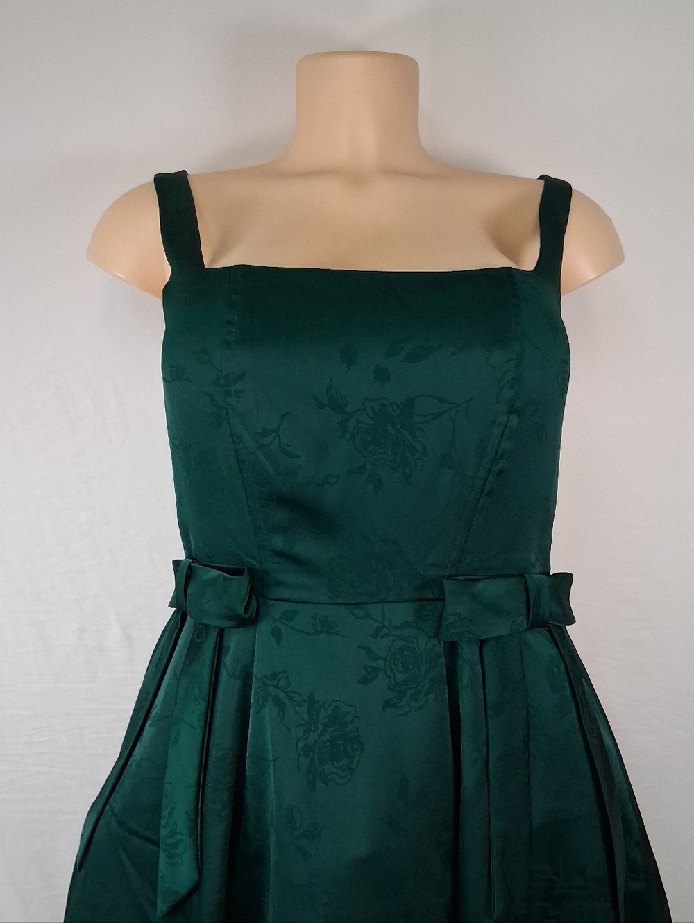 Francesca's Collections Teal Floral Satin Fit-and-Flare Mini Dress Size L - Picture 9 of 16